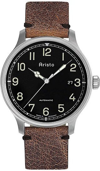 Aristo Fliegeruhr Automatik, Edelstahl, Leder, 42 mm, Herren - Bild 1
