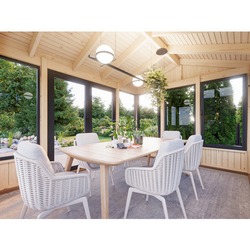 PALMAKO Pavillon Isabella aus Fichtenholz in Braun mit Satteldach, B/T/H: 465 x 367 x 297 cm - Bild 2