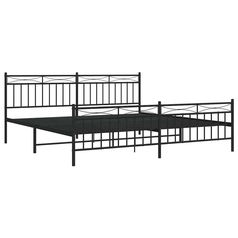 Vidaxl Metall-Bettgestell mit Kopfteil und Fußteil in Schwarz, B/T/H: 193 x 203 cm - Bild 2