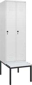 C+P Spind Classic PLUS Garderobenschrank mit Sitzbank, 2 Abteile, Farbe: Reinweiß, B/T/H: 212 x 60 x 81,5 cm - Bild 1