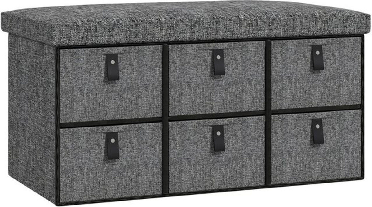 Homcom Schuhbank mit 6 Boxen in Leinenoptik, Garderobenbank und Schuhtruhe für Flur und Diele, Anthrazit, B/T/H: 76,5 x 38 x 38 cm - Bild 1