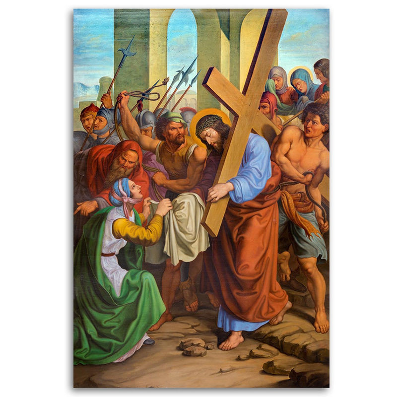Feeby Leinwand Reproduktion Jesus der Kreuzweg religiöses Porträt mehrfarbig B: 60 cm, H: 40 cm - Bild 1