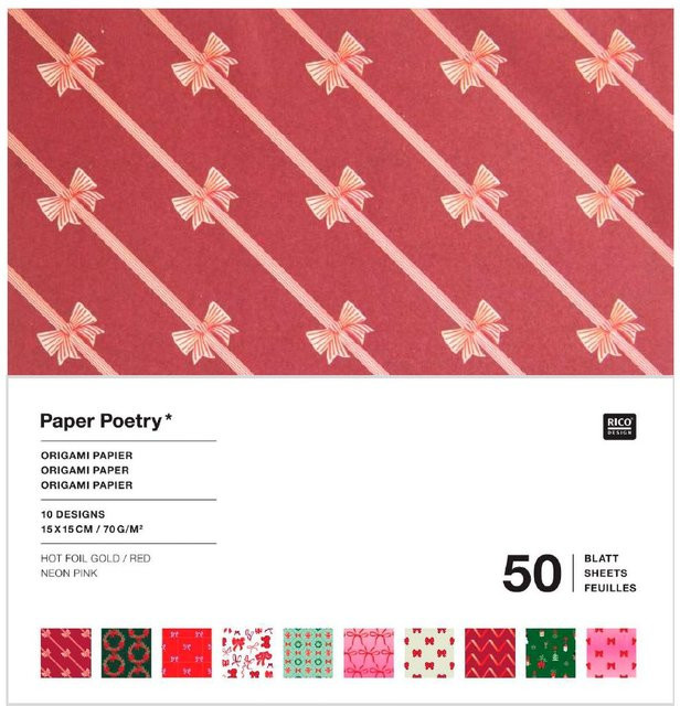 Rico Design Paper Poetry Origamipapier Put a Bow on It, Multicolor, 15 x 15 cm - Bild 1
