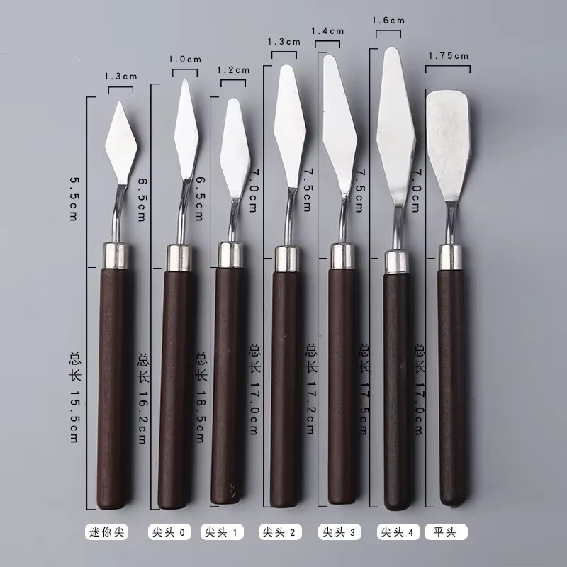 7-teiliges Set Edelstahl Malmesser und Künstler-Spachtel für Ölgemälde und Backzubehör - Bild 5