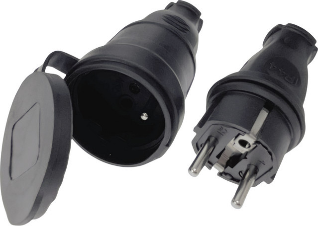 Bolantedz Wasserdichter Schuko Stecker 16A 250V 4000W Elektrischer Männlicher Industriestecker in Schwarz - Bild 1