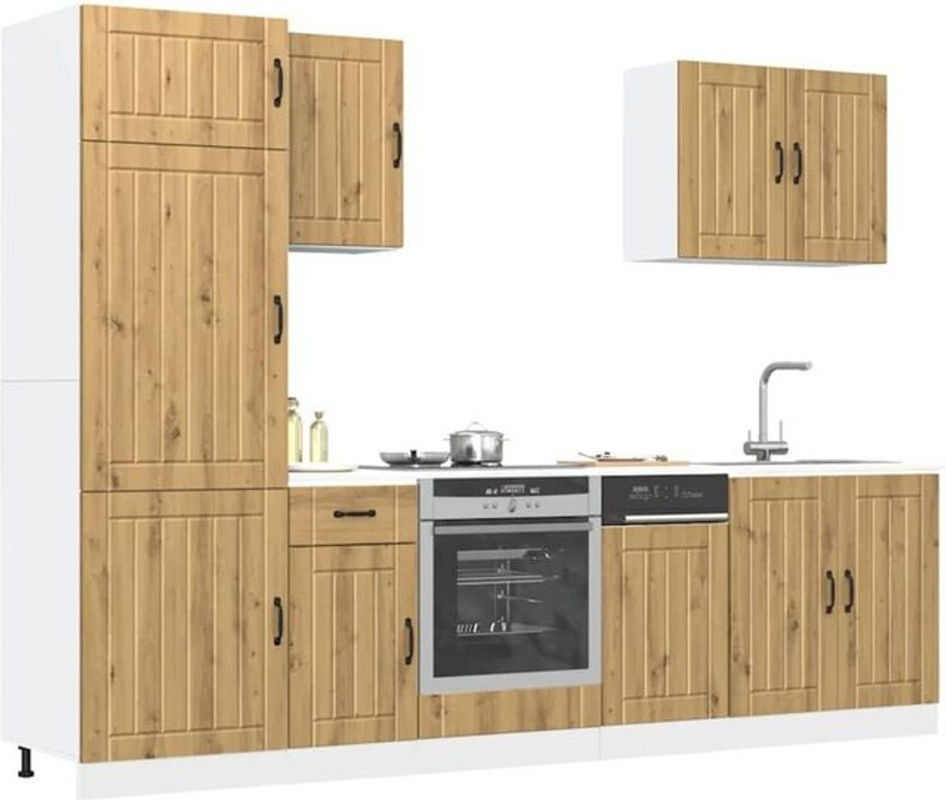 Vidaxl Küchenschrank-Set Lucca im Landhausstil aus Holzwerkstoff, 7-teilige Küchenzeile in Eiche Natur und Braun - Bild 1