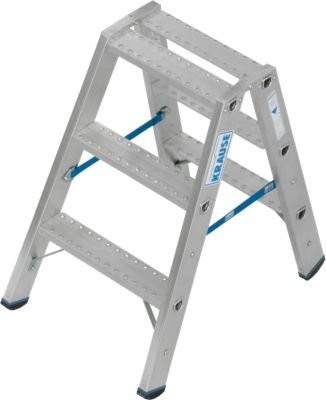 Krause Stabilo Doppelleiter R13 2x3 Stufen in Silber aus Aluminium mit selbstreinigendem 80 mm Lochbild und SafetyCap - Bild 1
