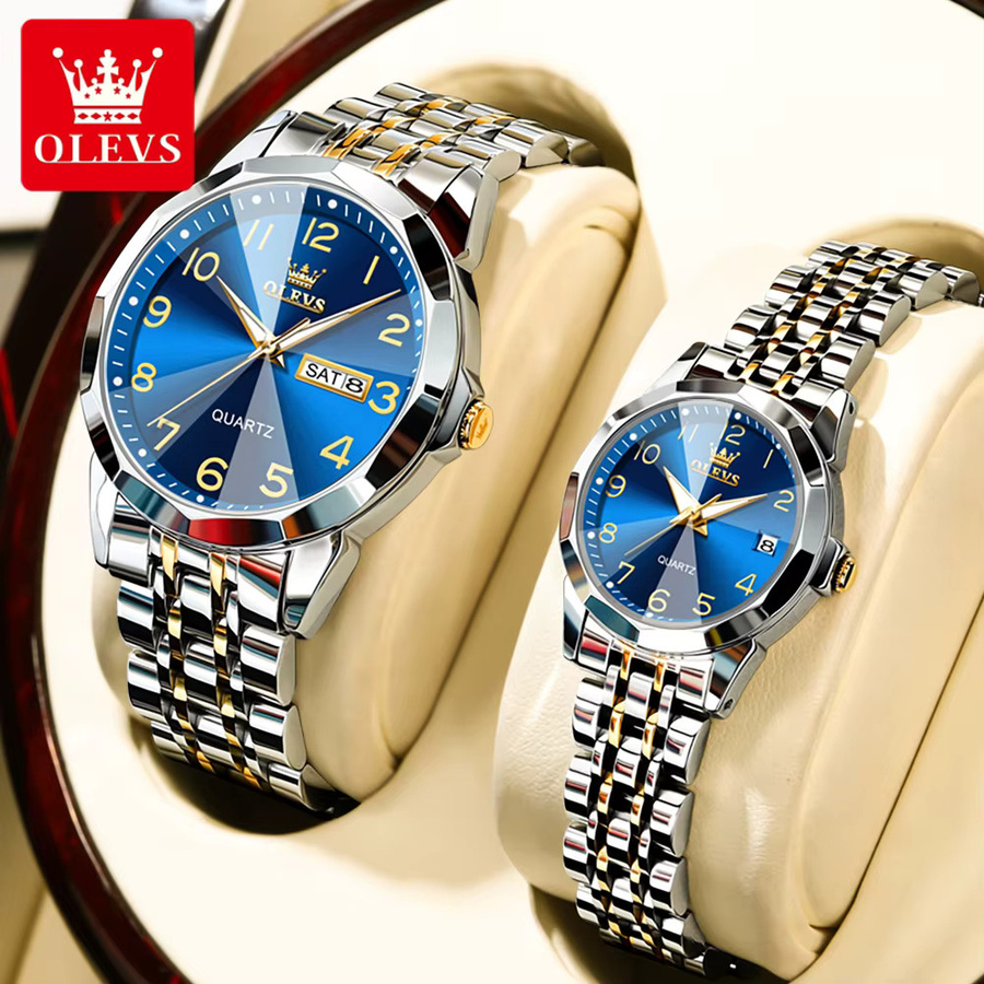 OLEVS Digitaluhr, Edelstahl, Blau, Unisex - Bild 2