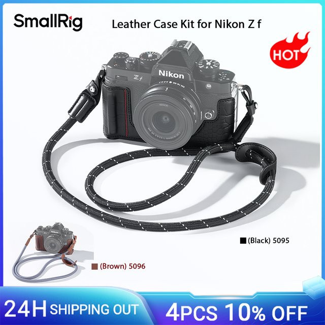 SmallRig Ledertasche-Set für Nikon Z f mit Schultergurt, Vordergriff und Daumenauflage, Schwarz/Braun - Bild 1