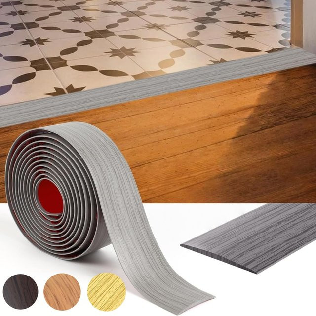 Selbstklebender Bodenübergangsstreifen aus Vinyl in Braun für Laminat und Teppich, Länge: 3 m, Breite: 5 cm - Bild 1