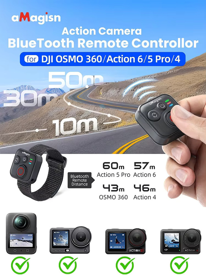 DJI Drahtlose Fernbedienung mit Handschlaufe für Osmo Action 6, Action 5 Pro, Action 4 und Osmo 360 in Schwarz - Bild 5