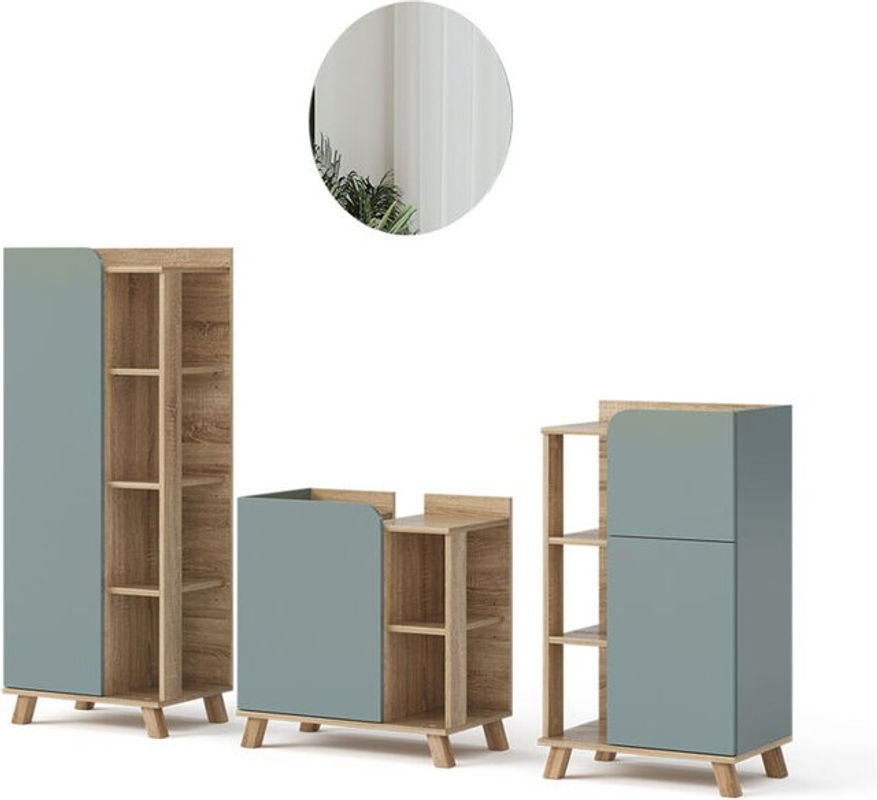Vicco Badmöbel-Set Karen Sonoma Blau-Grau, 4-teilig - Bild 2