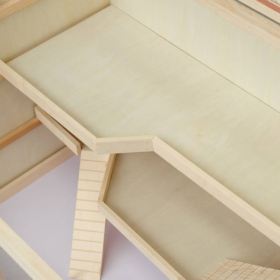 PawHut Nagervilla Hamsterkäfig dreistöckig aus Holz und PVC in Braun und Beige, B/T/H: 115 x 57 x 55 cm - Bild 2