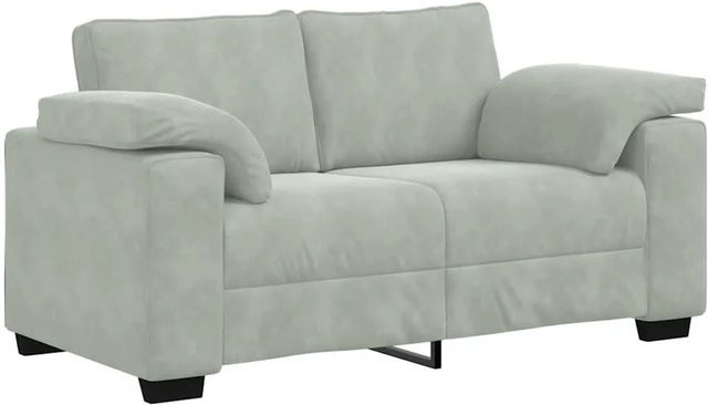 vidaXL Zweisitzer-Sofa in Hellgrau mit Samtbezug und Armlehnen im modernen Design - Bild 1
