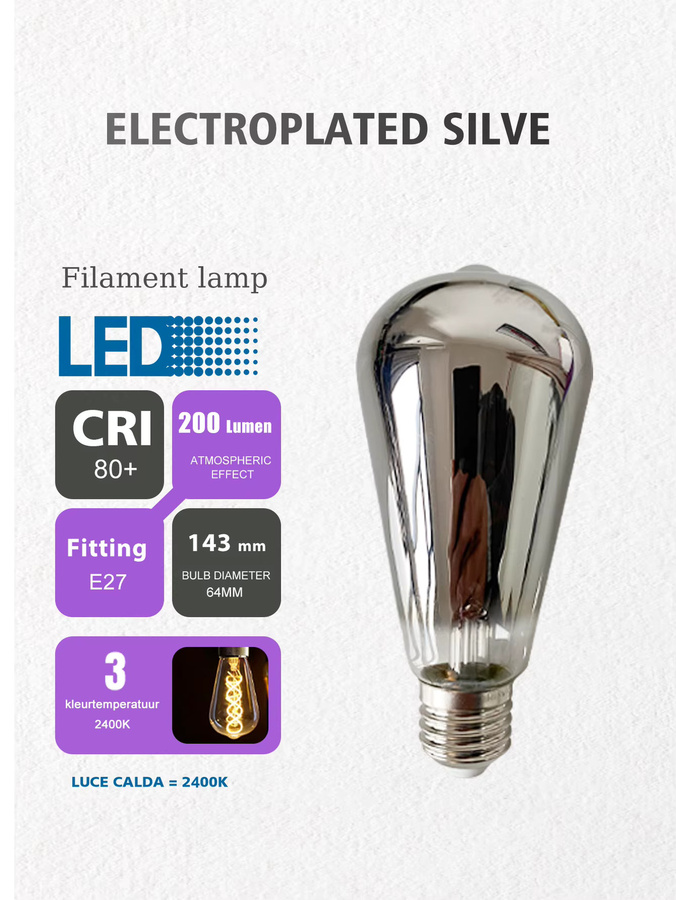 LIGHT HOUSE Edison Retro LED-Glühlampe mit E27-Schraubfassung, silbergraues Glas, 5 W, warmweiß - Bild 4