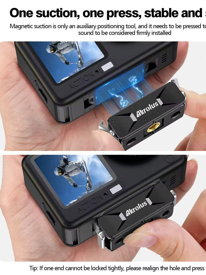 DJI Magnetischer Adapter-Halter aus Metall für OSMO Nano, OSMO 360 und Action 6/5/4/3 Pro, Faltbare Schnellverschlussbasis für Kamerastative, Schwarz - Bild 7