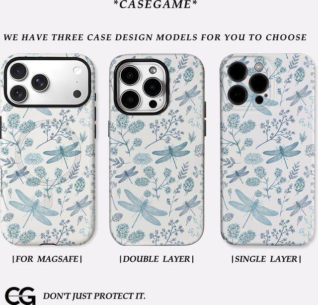 Potdemiel Handyhülle Teal Dragonfly Garden für iPhone 17 16 15 14 13 12 11 Pro Max Plus mit doppelschichtiger Rückseite in Türkis und Multicolour - Bild 1