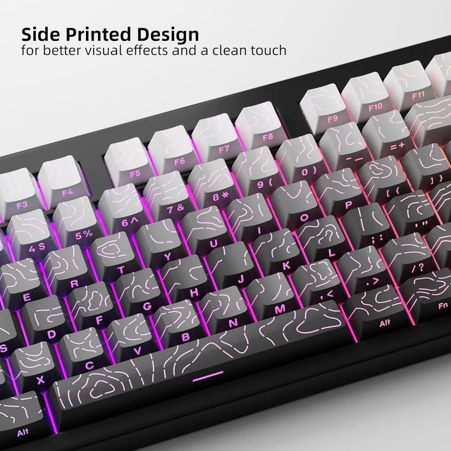 Contour Line Side Gravierte transparente PBT Cherry Contour Tastaturkappen für mechanische Gaming-Tastaturen in Weiß - Bild 1