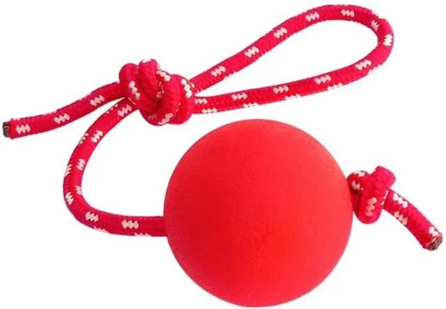 Binchi Hundeballspielzeug mit Seil, rot, 6cm - Bild 1