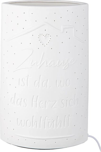 Gilde Tischleuchte aus Keramik in Weiß, Höhe: 28,5 cm, Durchmesser: 18 cm - Bild 1