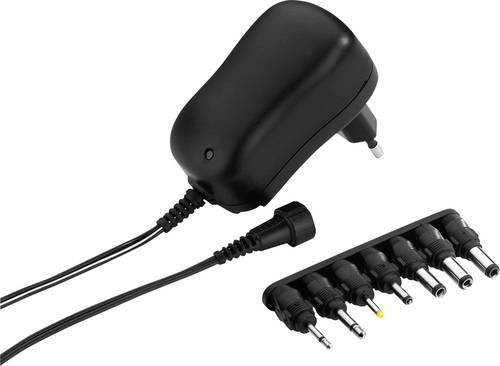 Monacor 0273130 Schaltnetzteil 1A in Schwarz mit 3,5 mm Klinkenanschluss und Hohlstecker - Bild 1