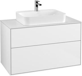 Villeroy & Boch Waschtischunterschrank Finion Wandmontage Weiß mit LED-Beleuchtung und Schubladen B: 100 cm, T: 50,1 cm, H: 50,1 cm - Bild 1