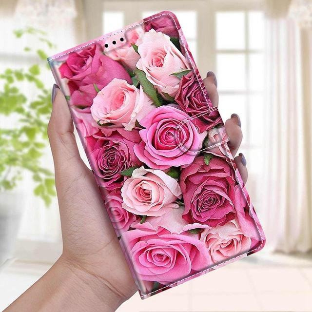 Leder-Handytasche mit Panda und Katze Design für Samsung Galaxy S22 Plus, S21 Ultra, S20 FE, S10, S9 in Pink - Bild 1