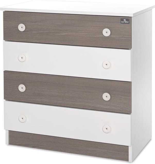 Lorelli Kommode Dresser mit 4 Schubladen für Kinderzimmer und Babyzimmer, Weiß-Braun, B: 81 cm, T: 50 cm, H: 86 cm - Bild 1