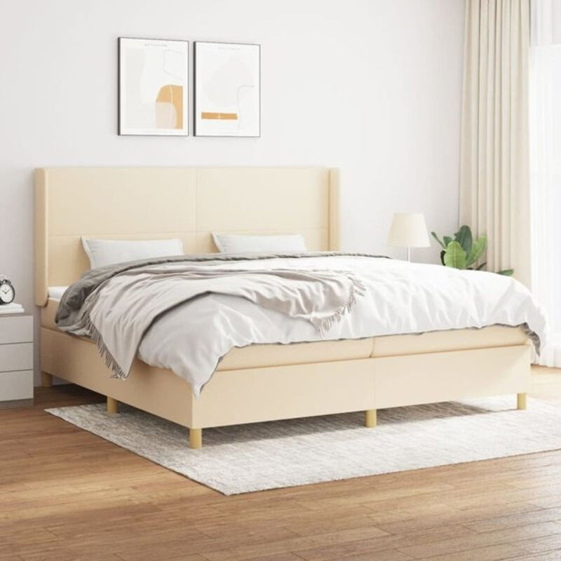 Vidaxl Boxspringbett mit Matratze in Beige aus Stoff und Massivholz B/T/H: 200 x 200 x 118 cm - Bild 1
