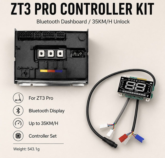 Ninebot ZT3 Pro Geschwindigkeits-Entsperrungs-Controller-Kit mit Bluetooth-Display und Hauptplatine in Schwarz - Bild 1