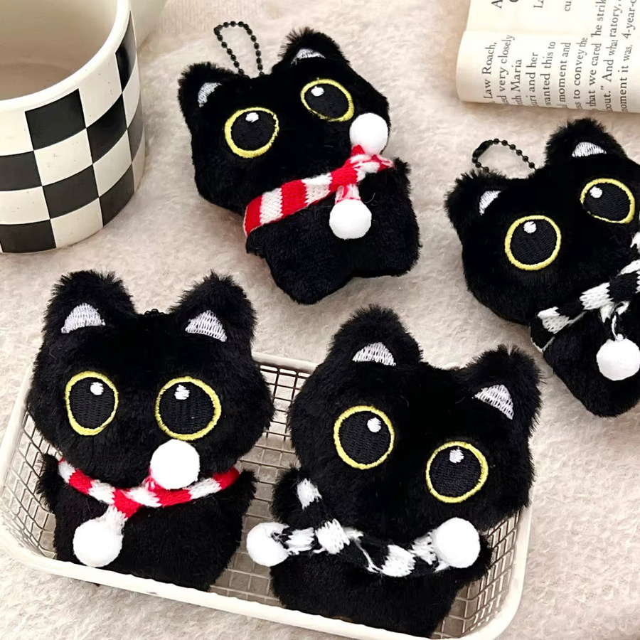 Plüsch-Puppenanhänger, schwarze Katze, Rucksack-Schlüsselanhänger - Bild 4