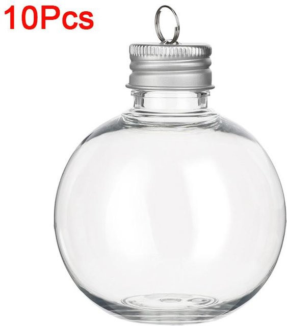 10 Stück Befüllbare Kugelbehälter von 4Pet Life in Silber, Transparente Kunststoff-Hängekugeln mit 250ml Volumen für Weihnachtsdekoration, Party und Hochzeit - Bild 1