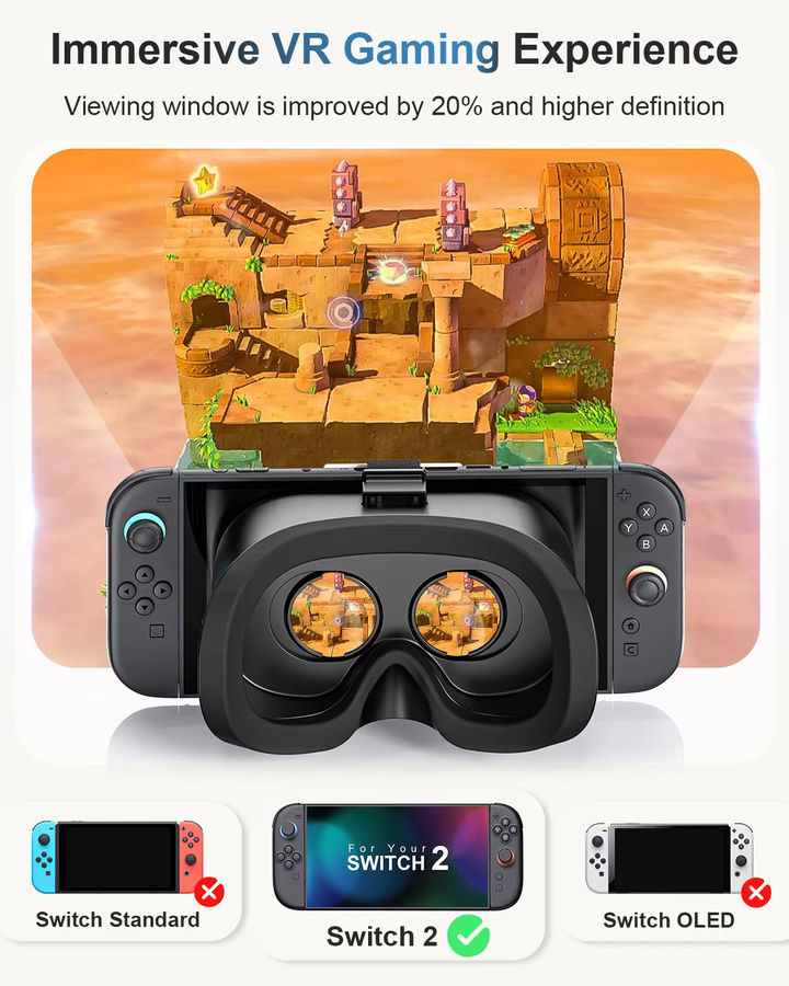 DEVASO HD 3D VR-Brille für Nintendo Switch 2 in Schwarz und Grün - Bild 5
