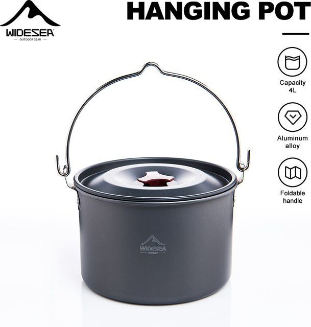 Widesea Camping-Topf aus Aluminiumlegierung, 4 l, tragbares Outdoor-Kochgeschirr mit Aufbewahrungstasche für Wandern und Picknick - Bild 1