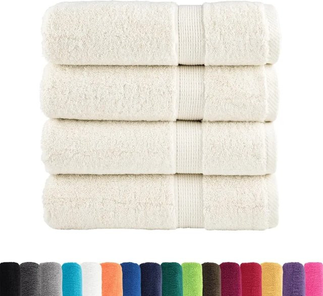 vidaXL Premium-Badetücher SOLUND Set aus 4 Stück in Beige und Weiß, 600 g/m², B/H: 100 x 150 cm, aus Baumwolle mit Öko-Tex Standard 100 - Bild 1