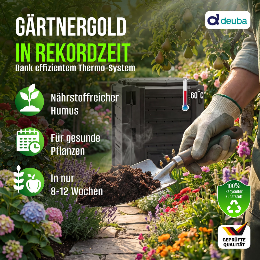 Prosperplast Doppel-Komposter Compogreen Schwarz 800 L mit Entnahmeklappe B/T/H: 135 x 72 x 83 cm - Bild 5