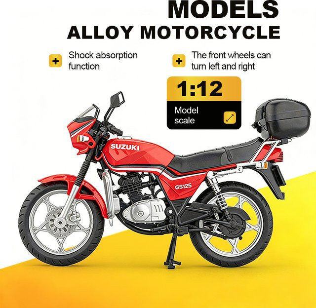 RMZ city SUZUKI GS125 GSX1000R Motorrad-Spielzeugmodelle, Metall, Rot, 1:12 - Bild 1