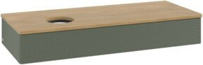 V&B Waschtischunterschrank Antao mit Frontstruktur und Beleuchtung in Eiche Honig und Grau Grün, B/T/H: 120 x 50 x 19 cm - Bild 1