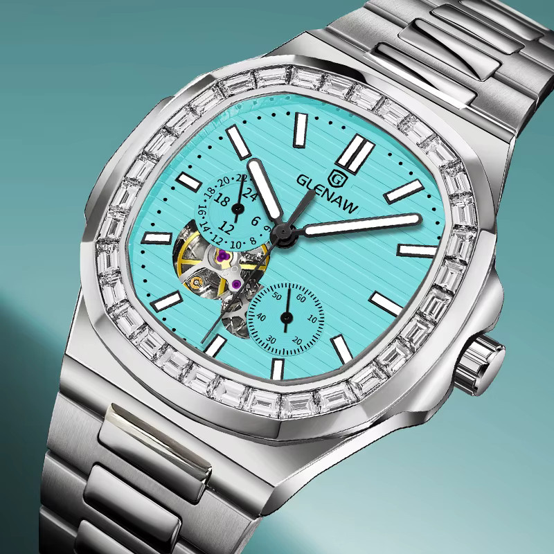 GLENAW Armbanduhr, Automatik, Edelstahl, Blau, Herren - Bild 4