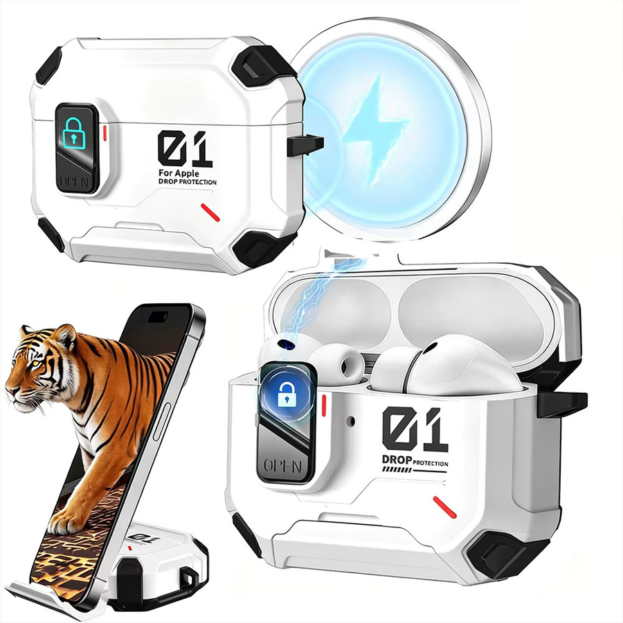 DO AS YOU WISH Star Armor Hartschalen-Schutzhülle für AirPods 4 Pro 2 Pro 3 aus PC in Weiß mit Dekor-Karabinerhaken - Bild 4