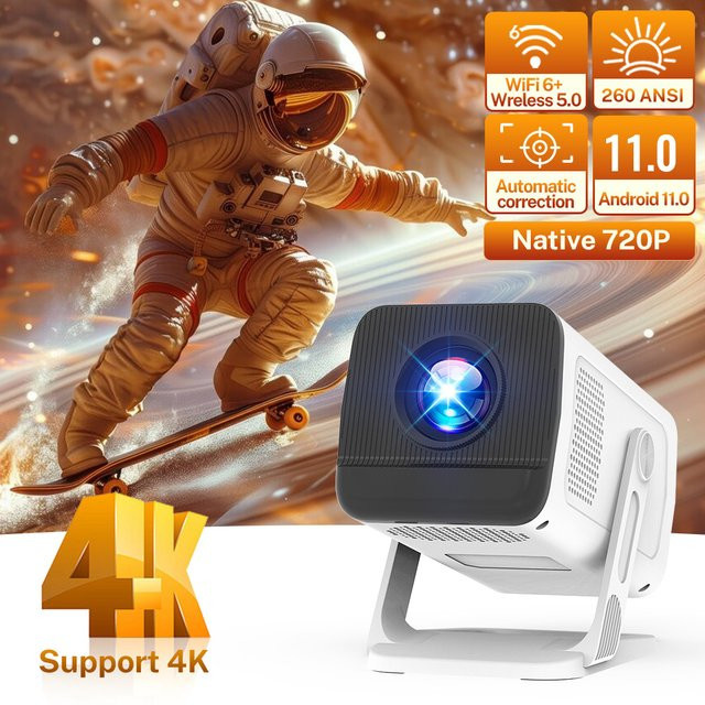 LynCast X1AQ Tragbarer Outdoor Projektor mit Android 11, 1280x720P HD Auflösung, 400 ANSI, Wifi6 und Bluetooth 5.2, Weiß - Bild 1