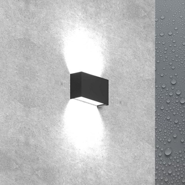 TeamItalia Simply Parete LED-Außenleuchte in Schwarz mit Up-Down-Lichteffekt und warmweißem Licht (3000K) - Bild 1