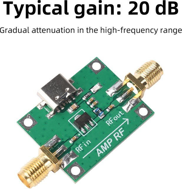 CUGUU Breitband-HF-Leistungsverstärkermodul SBB5089 5MHz-6GHz mit 20dB Verstärkung und USB-C Anschluss in Grün - Bild 1