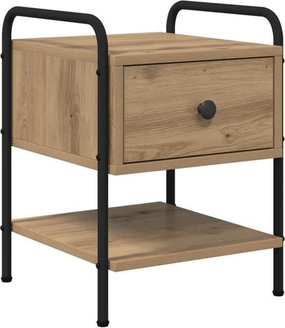 vidaXL Nachttisch Artisan-Eiche in Braun, Modernes Design aus Holzwerkstoff und Stahl, B/T/H: 35 x 36,5 x 47 cm - Bild 1
