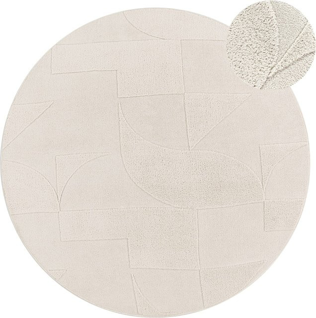 Moderner Teppich Tokko in Creme, rund, Durchmesser: 120 cm - Bild 1