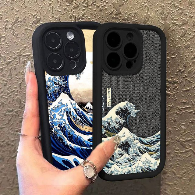 Kanagawa Great Wave Anime Handyhülle für iPhone 11 bis 17 Pro Max Plus Mini Soft Cover in Multicolour - Bild 1