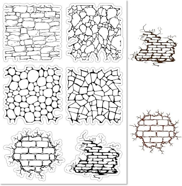 Transparenter Silikon-Stempel mit Backsteinmauer-Motiv für Journaling und Kartengestaltung - Bild 1