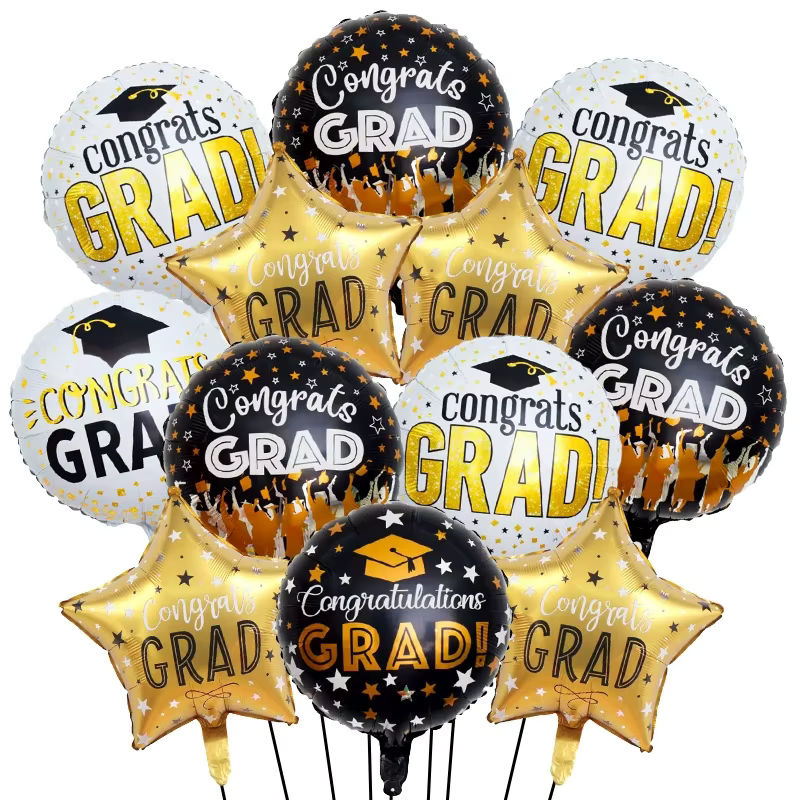 12-teiliges LQVYI Abschlussballon-Set in Gold mit Dots-Design für deine Abschlussfeier-Dekoration - Bild 2