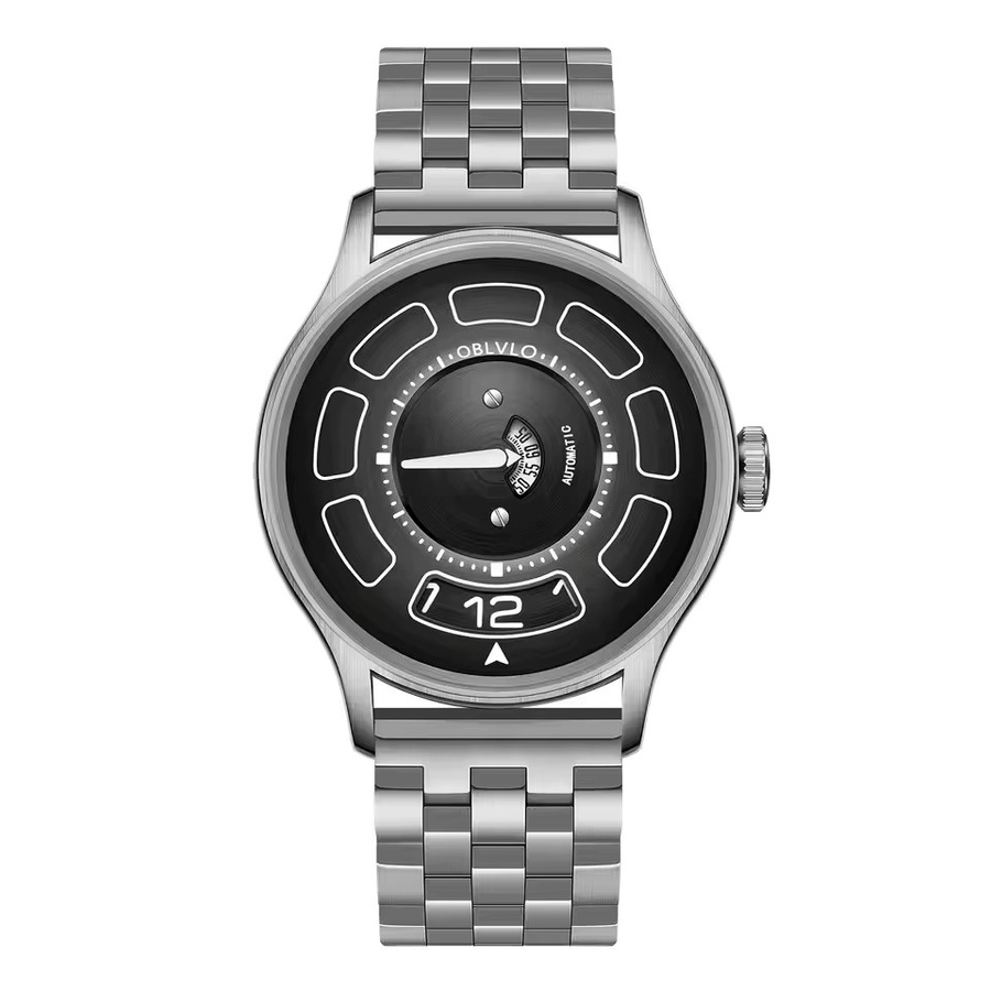 OBLVLO Armbanduhr Automatik, Edelstahl, 41 mm, Herren, Silber - Bild 2