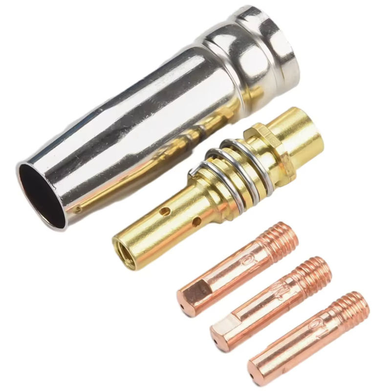 5er-Set MIG Schweißzubehör MB15 15AK bestehend aus Schutzdüsen und Kontaktspitzen in den Größen 0,6 mm, 0,8 mm, 0,9 mm, 1,0 mm und 1,2 mm, Farbe Silber - Bild 4
